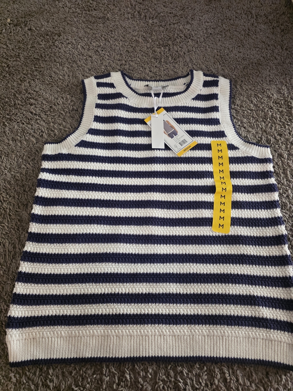 Nine West Navy and White Striped Knit Tank for Woman